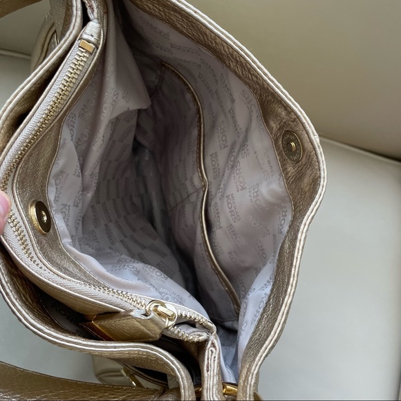 Michael Kors Purse; Designer Leather Bag with Multiple Pockets; Gold Purse - Picture 4 of 6